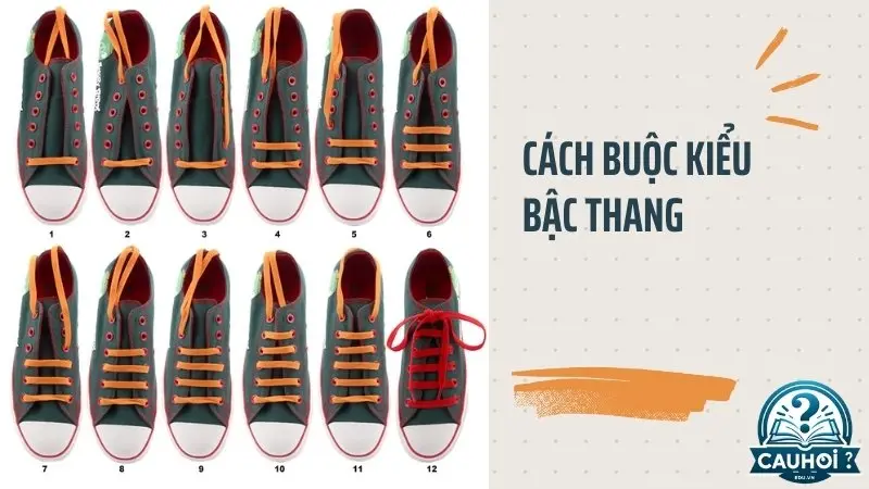 Cách thắt dây giày kiểu bậc thang