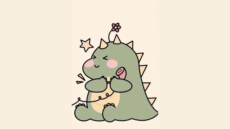 Hình nền khủng long xanh cute tươi tắn, phù hợp cho mọi thiết bị