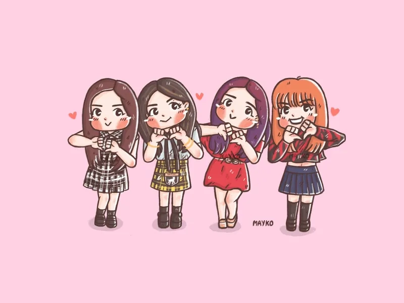 hình nền black pink cute dễ thương, phong cách Kpop ngọt ngào