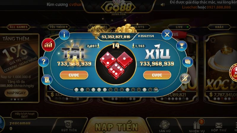 Bí quyết chơi tài xỉu Go88 giành tiền thắng lớn