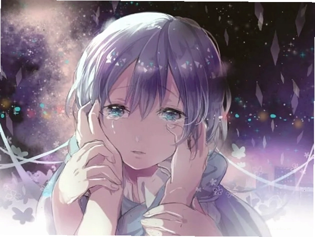 Ảnh anime nữ buồn với tông màu xám lạnh lẽo