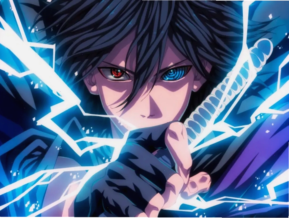 Ảnh Sasuke cận cảnh thể hiện ánh mắt quyết tâm