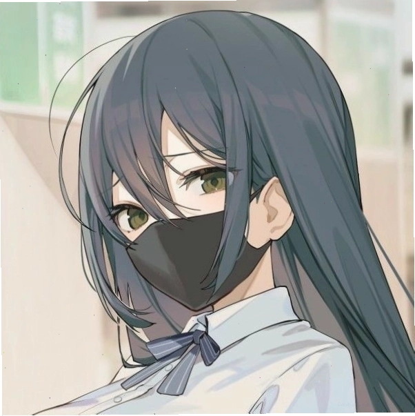 Anime nữ đeo khẩu trang đen phong cách học đường