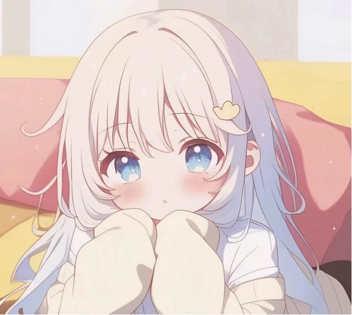 Avatar anime nữ cute với đôi mắt to tròn và mái tóc hồng pastel