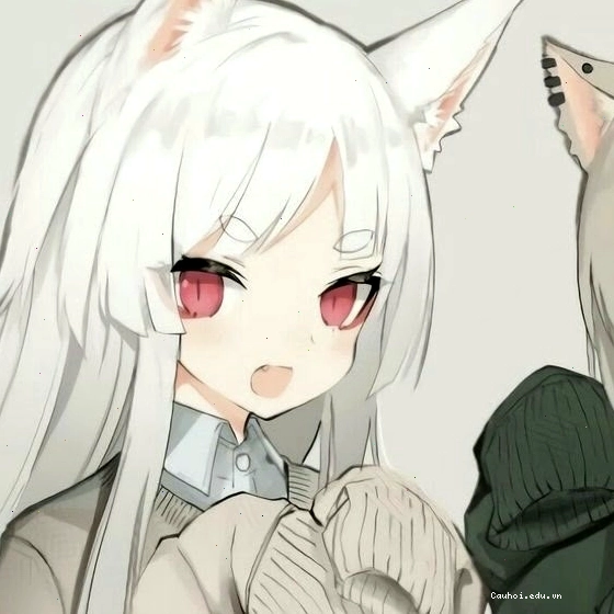 Avatar anime nữ tóc trắng dễ thương, đen trắng