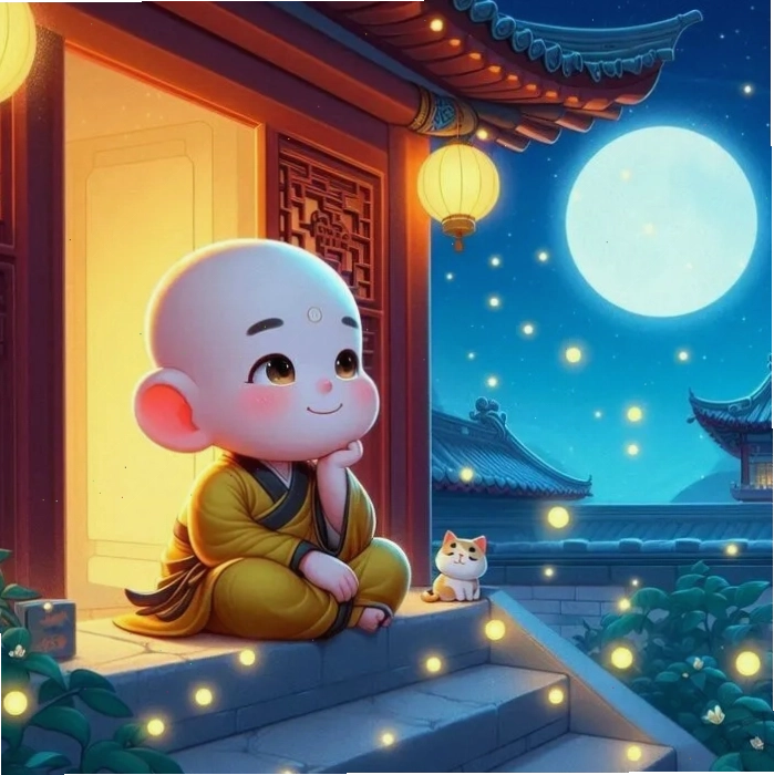 Avatar chú tiểu buồn thể hiện nét tâm trạng sâu lắng