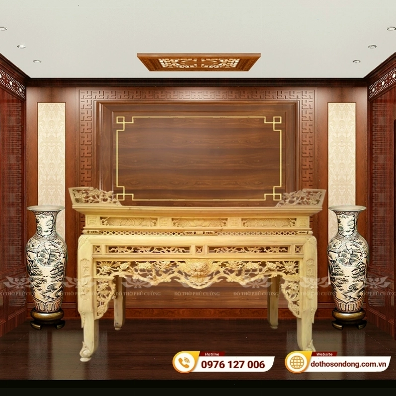 Bàn thờ gỗ mít chạm khắc tinh xảo