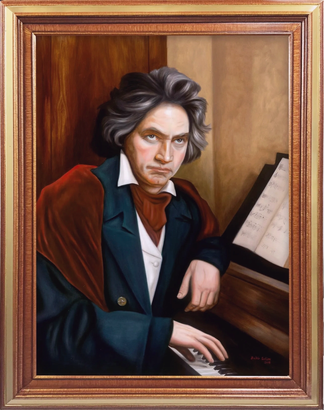 Bức tranh minh họa Beethoven trong khoảnh khắc thăng hoa sáng tạo