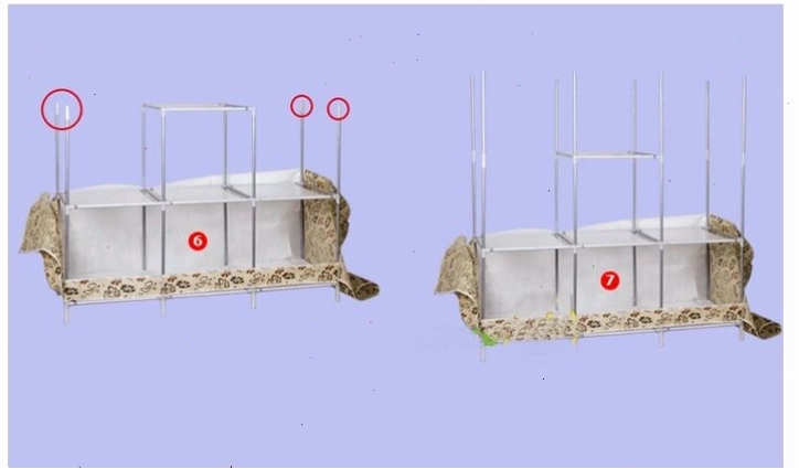 Các phụ kiện của tủ vải được sắp xếp gọn gàng
