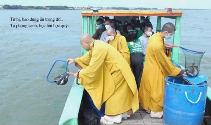 Cảnh thiên nhiên thanh bình với dòng sông và cây cối