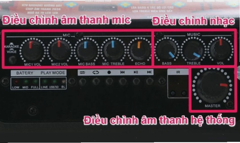 Chỉnh âm lượng nhạc khi hát theo nguyên tắc chữ V để micro luôn nổi bật