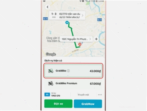 Chọn loại phương tiện di chuyển phù hợp trên ứng dụng Grab
