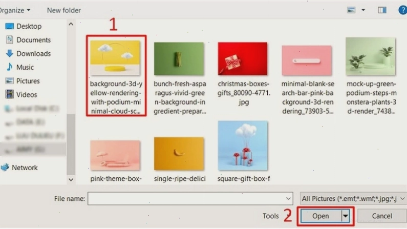 Chọn theme cho slide PowerPoint bằng hình ảnh lưu trên thiết bị