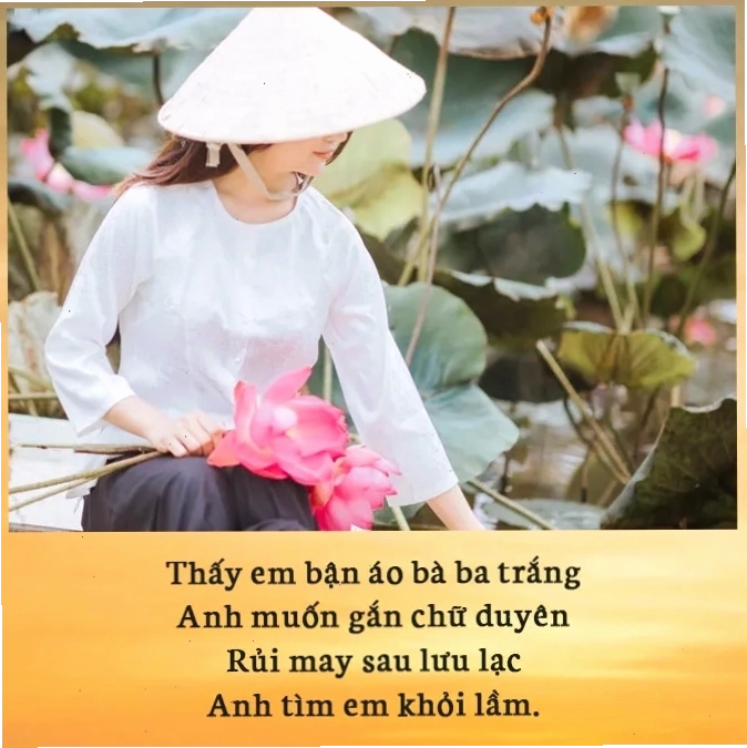 Cô gái trẻ duyên dáng trong tà áo bà ba màu trắng tinh khôi
