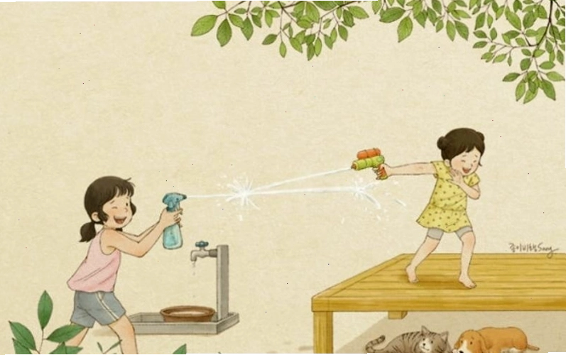 Hai chị em gái chia sẻ bí mật, cười đùa vui vẻ
