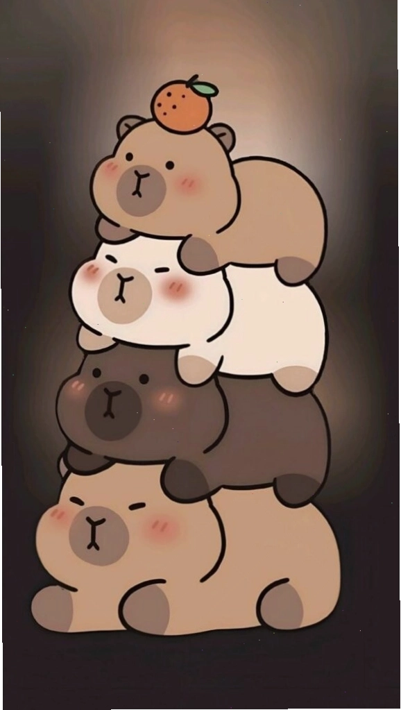 Hình ảnh capybara chồng chất lên nhau, tạo cảm giác ấm cúng và vô tri