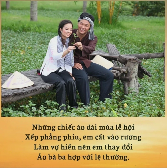 Hình ảnh cô gái mặc áo bà ba bên chiếc xuồng ba lá