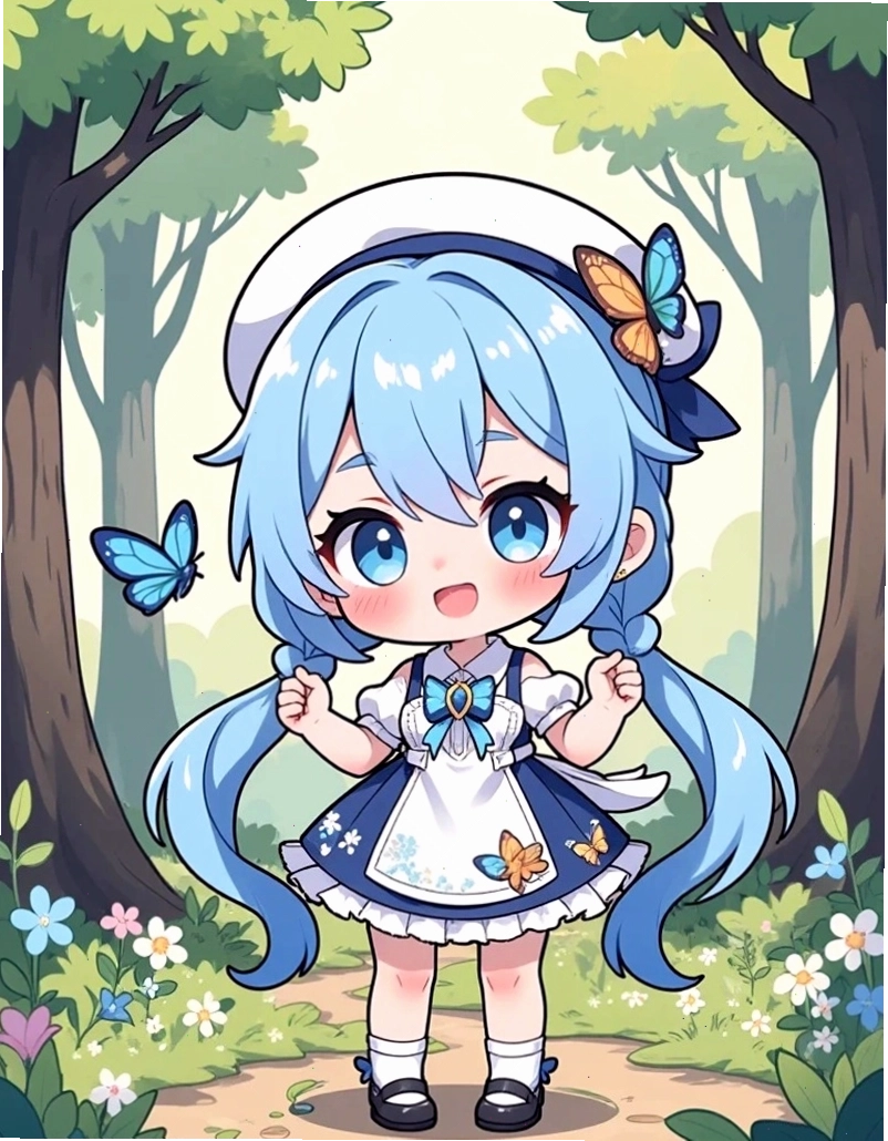 Hình chibi bé gái 5 với phụ kiện dễ thương