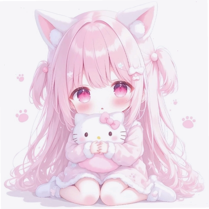 Hình chibi bé gái 8 trong trang phục truyền thống