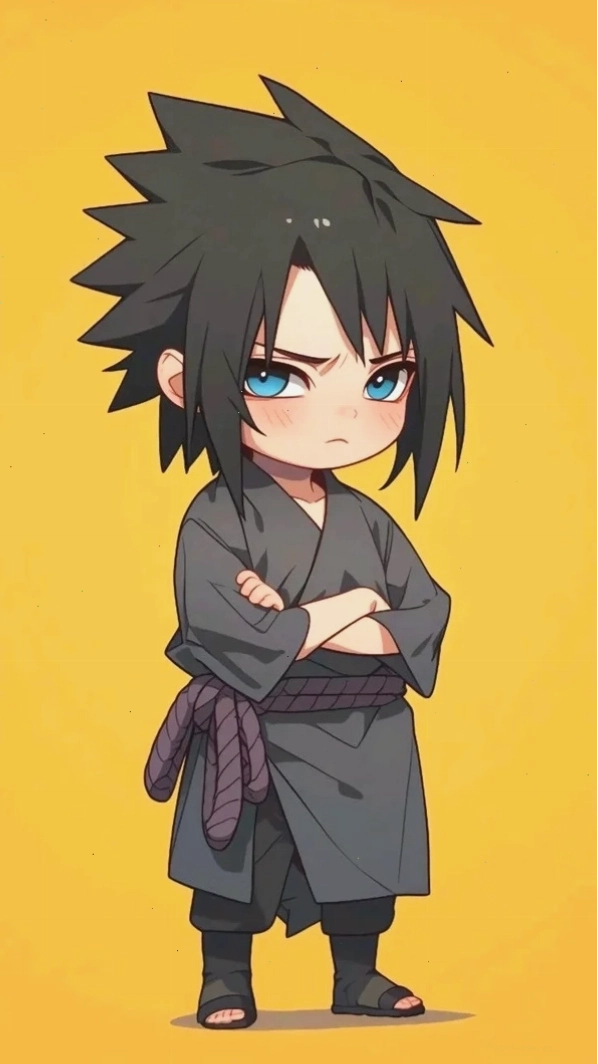 Hình nền Sasuke chibi với biểu cảm tinh nghịch