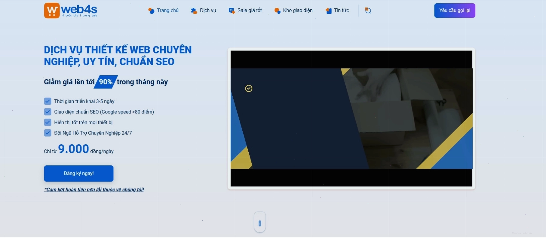 Minh họa trang web với giao diện thân thiện và nhiều tính năng