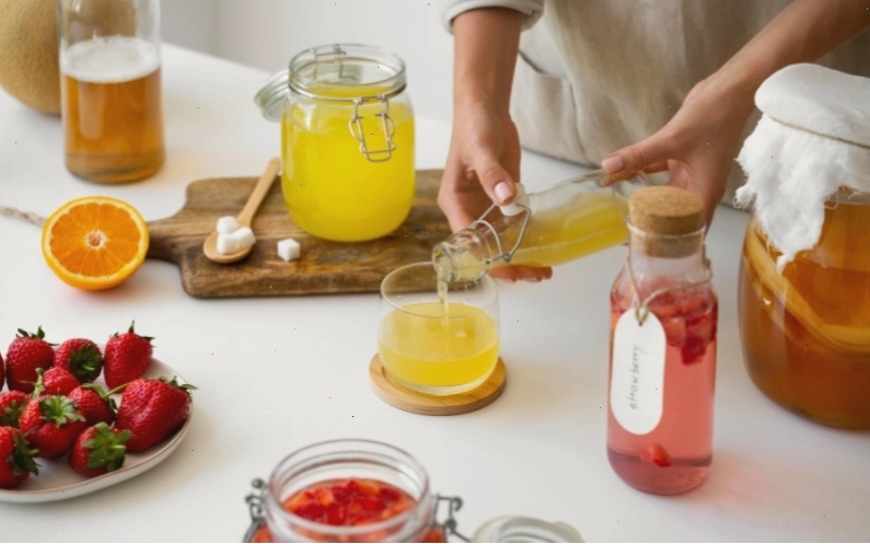 Nguyên liệu cần chuẩn bị để làm trà Kombucha tại nhà gồm trà, đường, nước và SCOBY