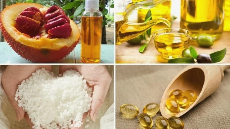 Nguyên liệu làm son bằng dầu gấc: dầu gấc, sáp ong