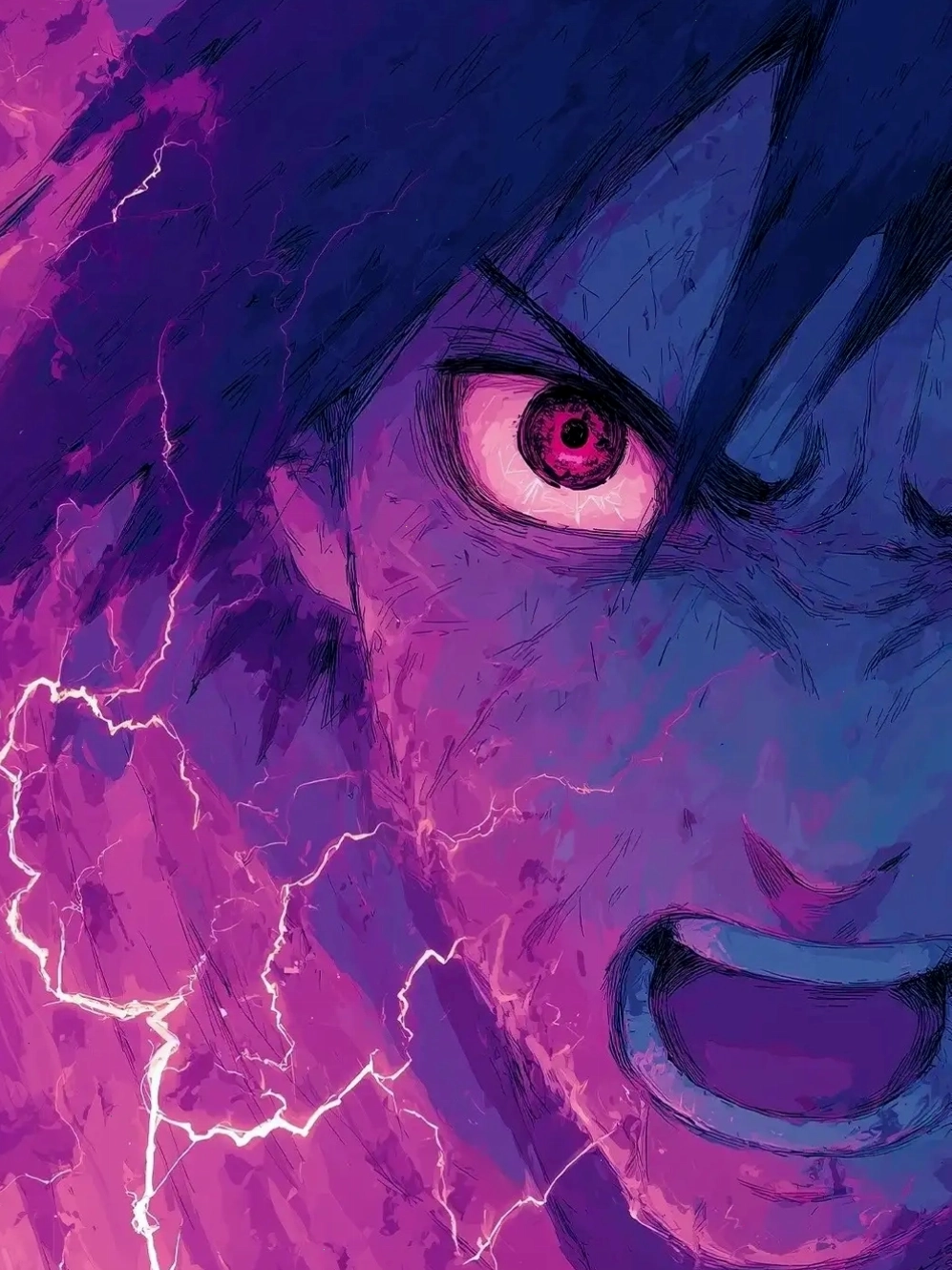 Sasuke Uchiha với ánh nhìn xa xăm trong ảnh trắng đen