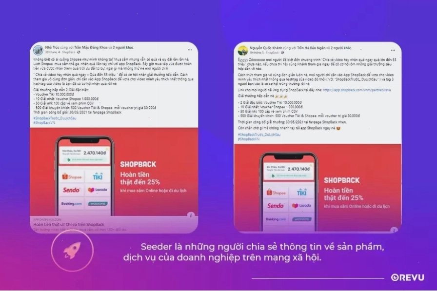 Seeder là những người chia sẻ thông tin về sản phẩm, dịch vụ của doanh nghiệp trên mạng xã hội