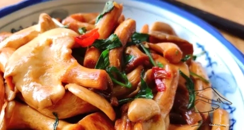 Thành phẩm món nấm bào ngư xào lá lốt