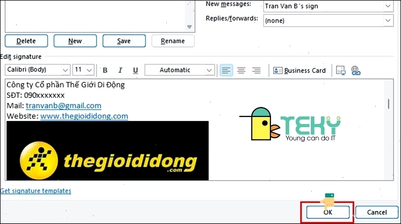 Thiết lập chữ ký email trên điện thoại di động