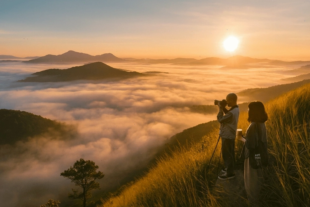 Toàn cảnh núi non hùng vĩ nhìn từ đỉnh Langbiang