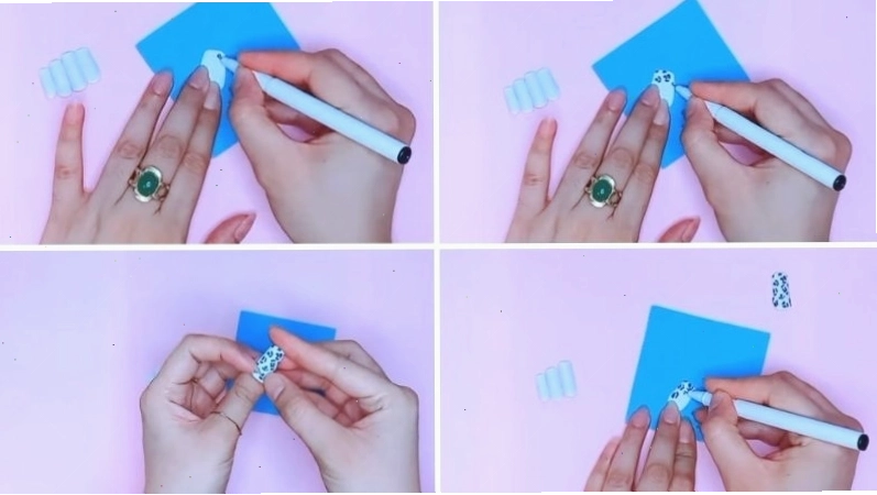 Trang trí họa tiết cho móng tay giả bằng giấy
