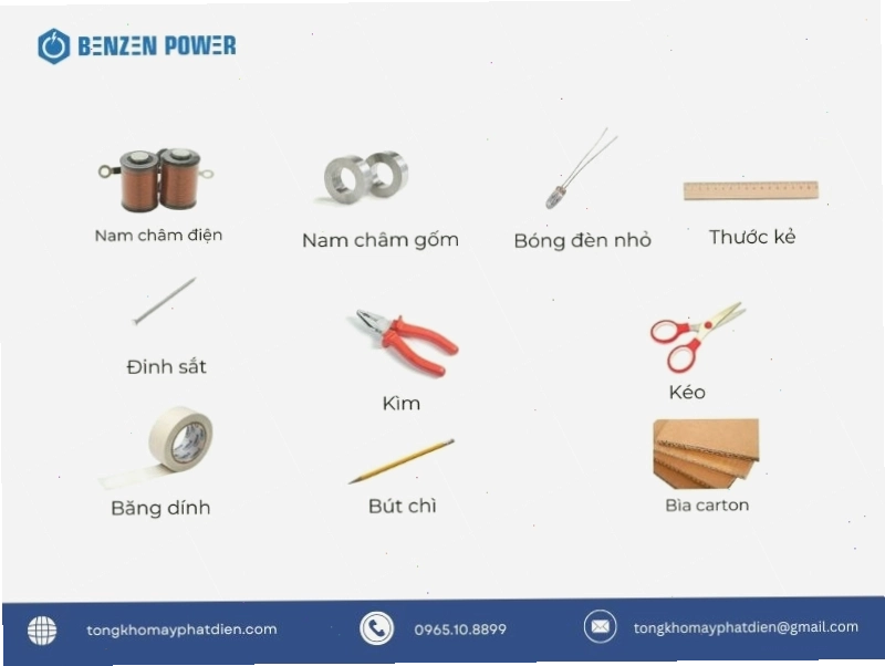 Vật liệu cần thiết để chế tạo máy phát điện đơn giản