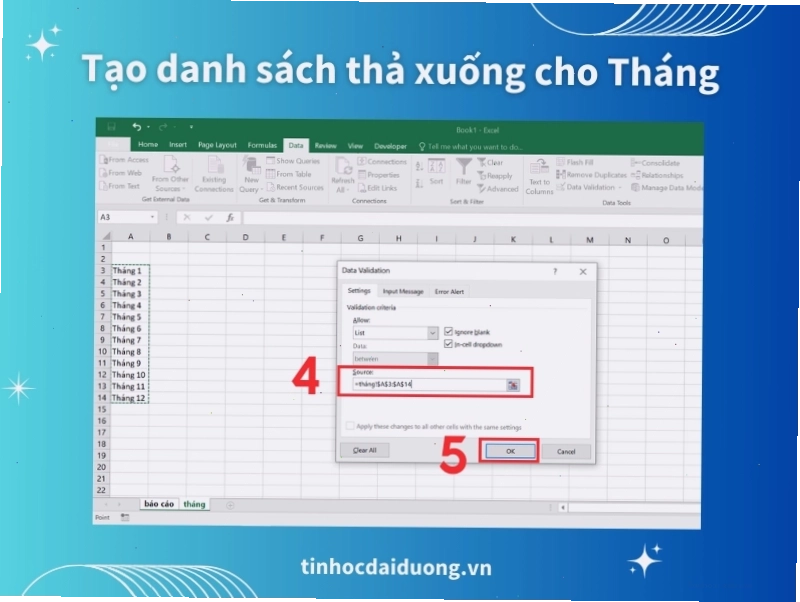 Ví dụ về bảng chấm công cá nhân trên Excel