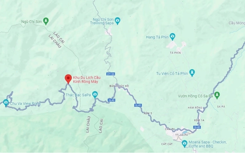 Vị trí cầu kính Sa Pa trên bản đồ Google Maps