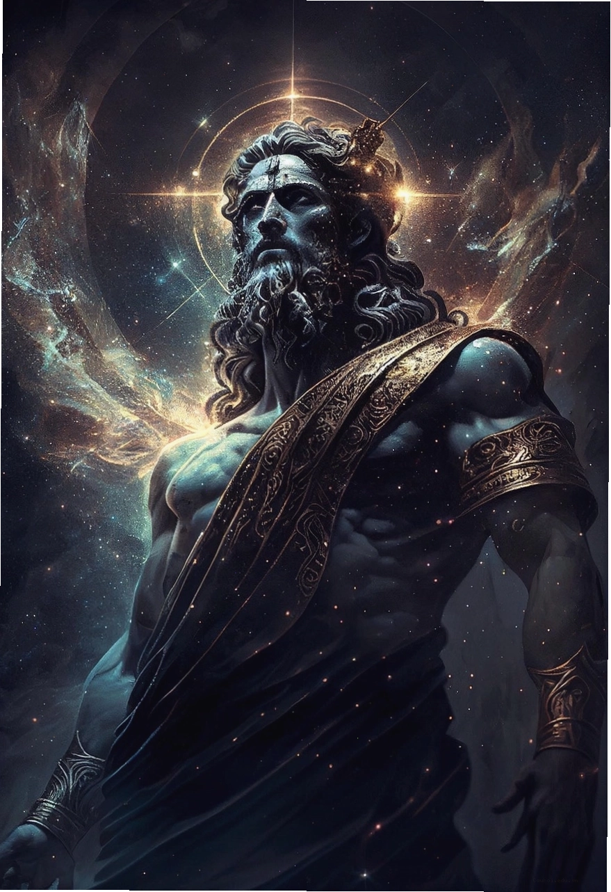 Hình ảnh Zeus trong phong cách chibi với biểu cảm thần thái uy quyền