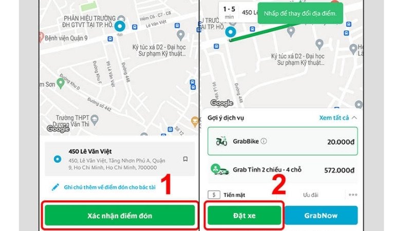 Cách đặt xe máy trên ứng dụng Grab