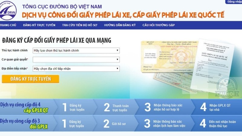 Các bước thực hiện đổi bằng lái xe ô tô online