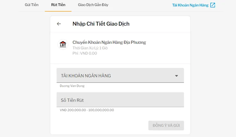 Giao diện rút tiền tại nhà cái 188Bet 