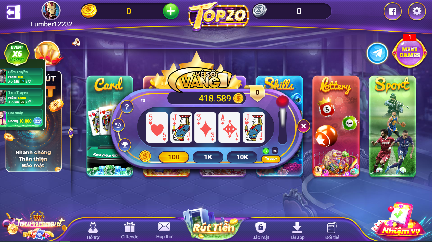 Tính năng nổi bật của Game Bài Topzo