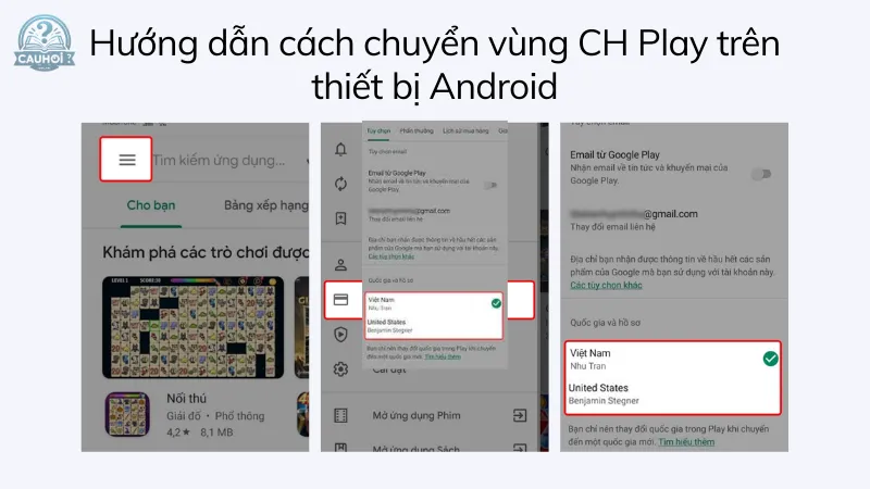 Hướng dẫn cách chuyển vùng CH Play trên thiết bị Android