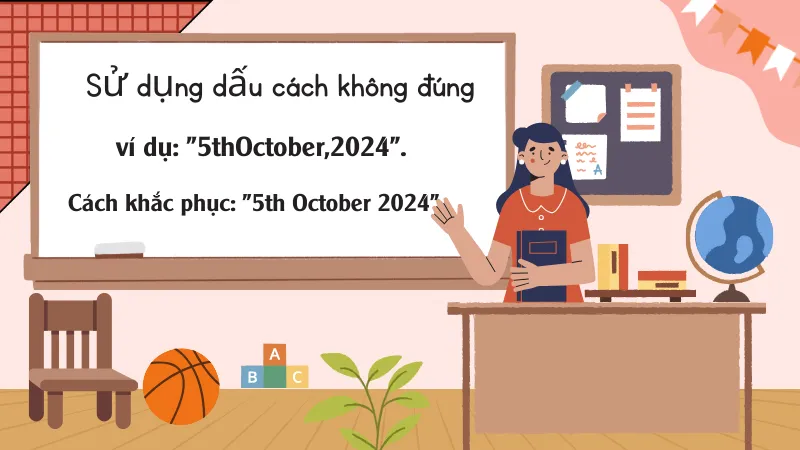 Sử dụng dấu cách không đúng trong cách viết ngày tháng trong tiếng Anh